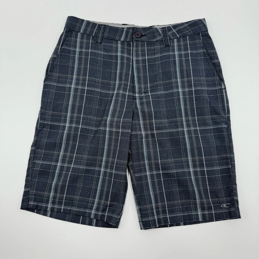 O’Neill Men’s Triumph Blue Heather Plaid Shorts 30 Teen Boy’s - Picture 3 of 13